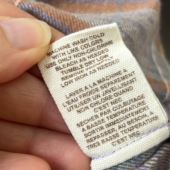 WE THE FREE Lilac Oversized Plaid Tie Front Button Down Flannel Size Small - Picture 10 of 16